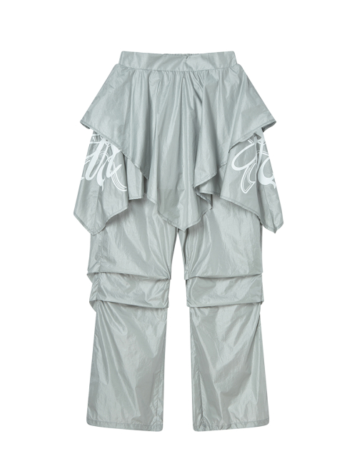 DRAPE LAYERED SKIRTPANTS LIGHT GRAY