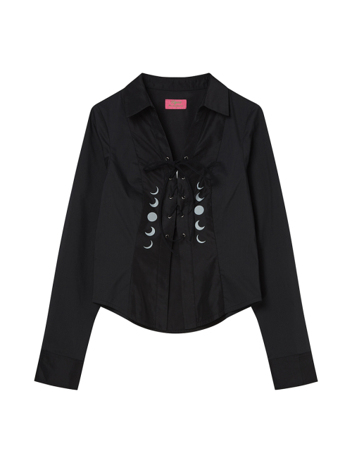 EYELET KNOT SHIRTS BLACK