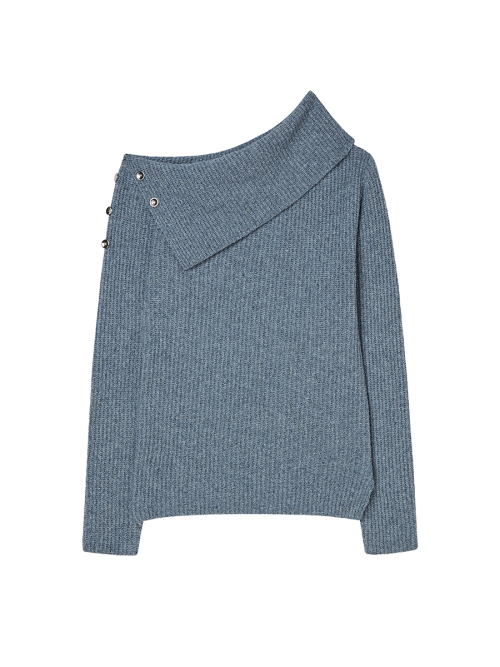 DIAGONAL OFF SHOULDER KNIT SKY BLUE