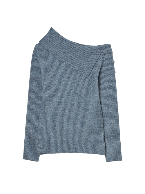 DIAGONAL OFF SHOULDER KNIT SKY BLUE
