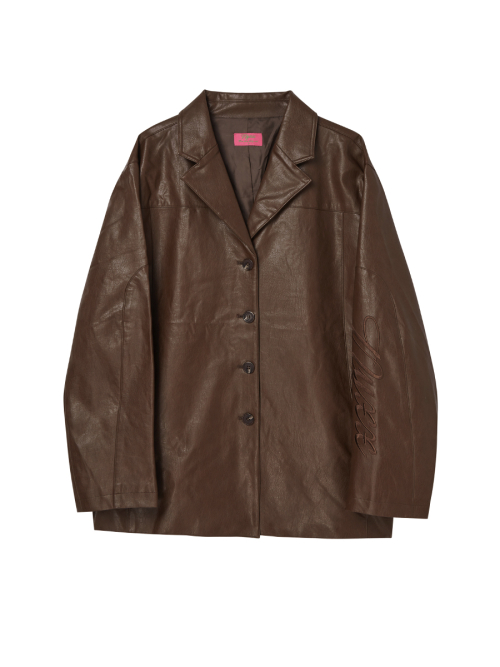 FAUX LEATHER EMBROIDERY куртка BROWN