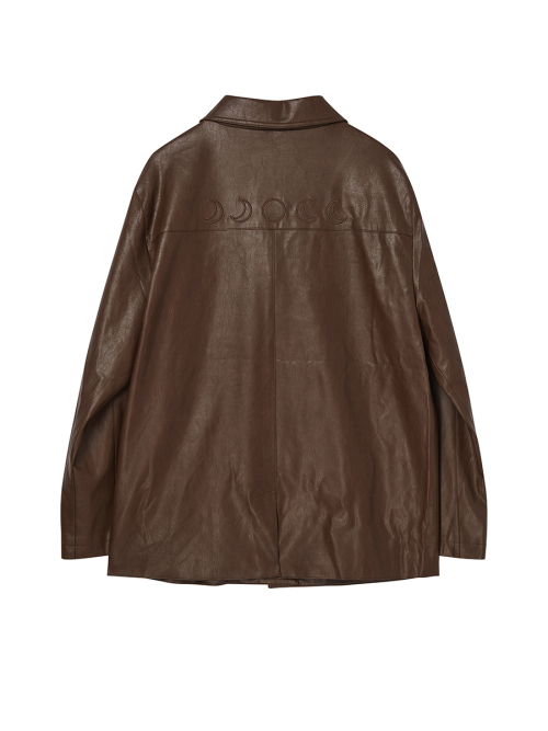 FAUX LEATHER EMBROIDERY куртка BROWN