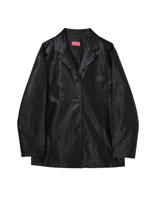 FAUX LEATHER EMBROIDERY куртка BLACK