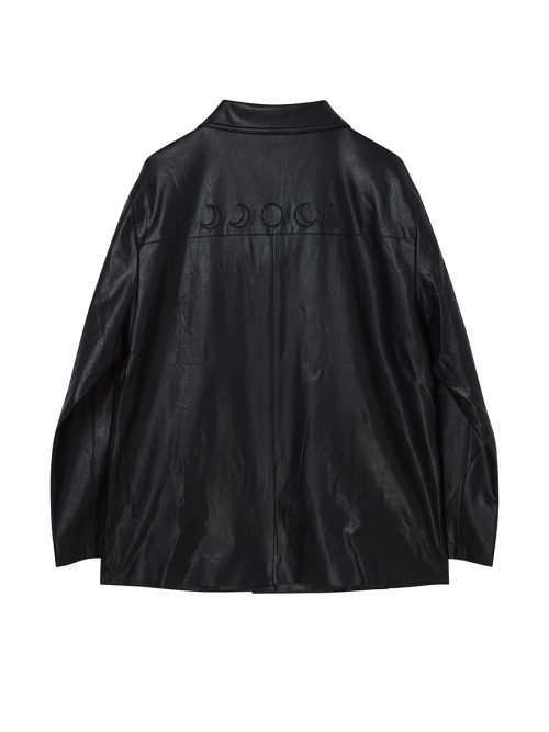 FAUX LEATHER EMBROIDERY куртка BLACK