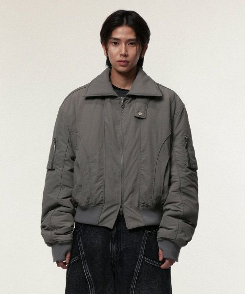Solid High Neck Ma-1 Charcoal