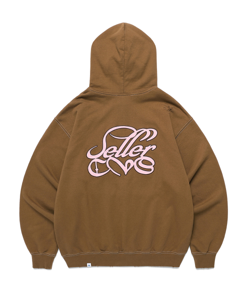 DAMAGED APPLIQUE ZIP UP худи BROWN(CV2EFUM481A)