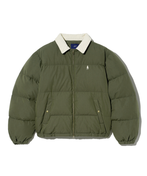 Короткий пуховик со съемным капюшоном_Khaki
