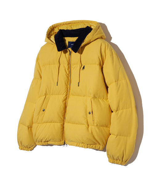 Короткий пуховик со съемным капюшоном_Yellow