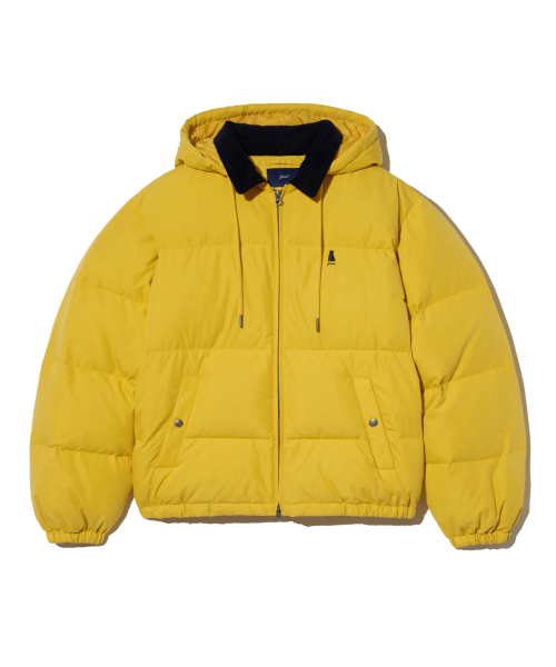Короткий пуховик со съемным капюшоном_Yellow