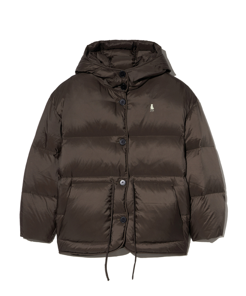 Облачный пуховик с поясной стяжкой Dark Brown