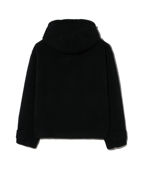 Короткий дафлкот из искусственного меха_Black