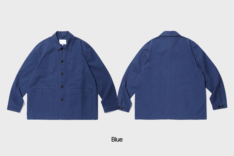 モールスキン 4P フレンチワークジャケットブルー