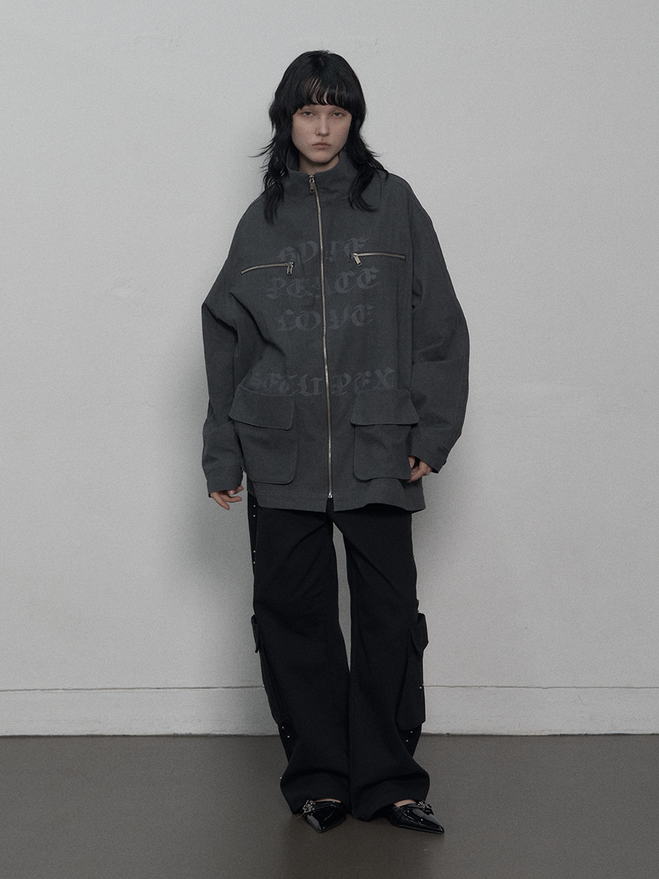 MUSINSA | SETUPEXE HOPE / PEACE / LOVE COTTON JACKET / CHARCOAL