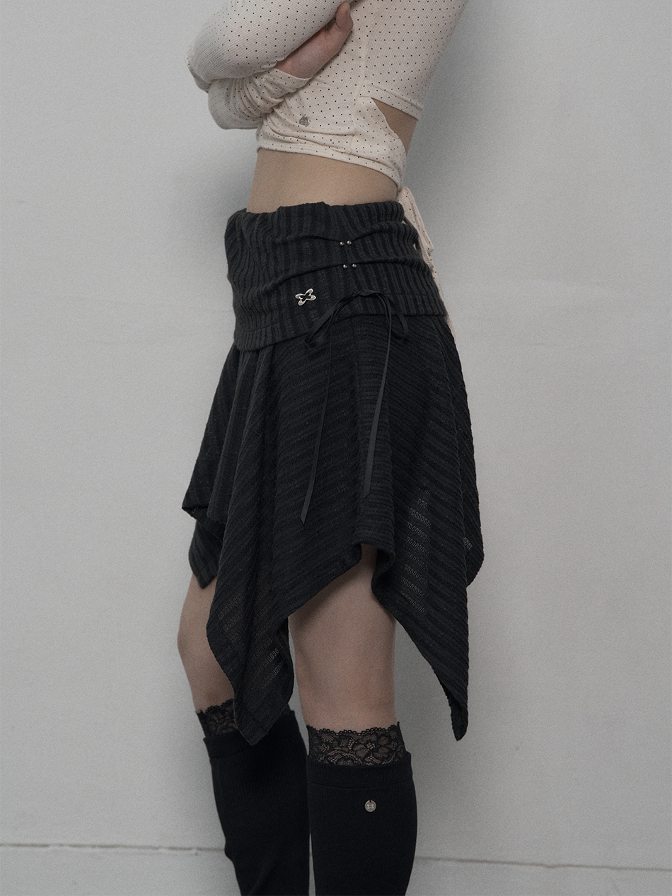 셋업이엑스이(SETUP-EXE) KNIT FLARE SKIRT / BLACK - 사이즈