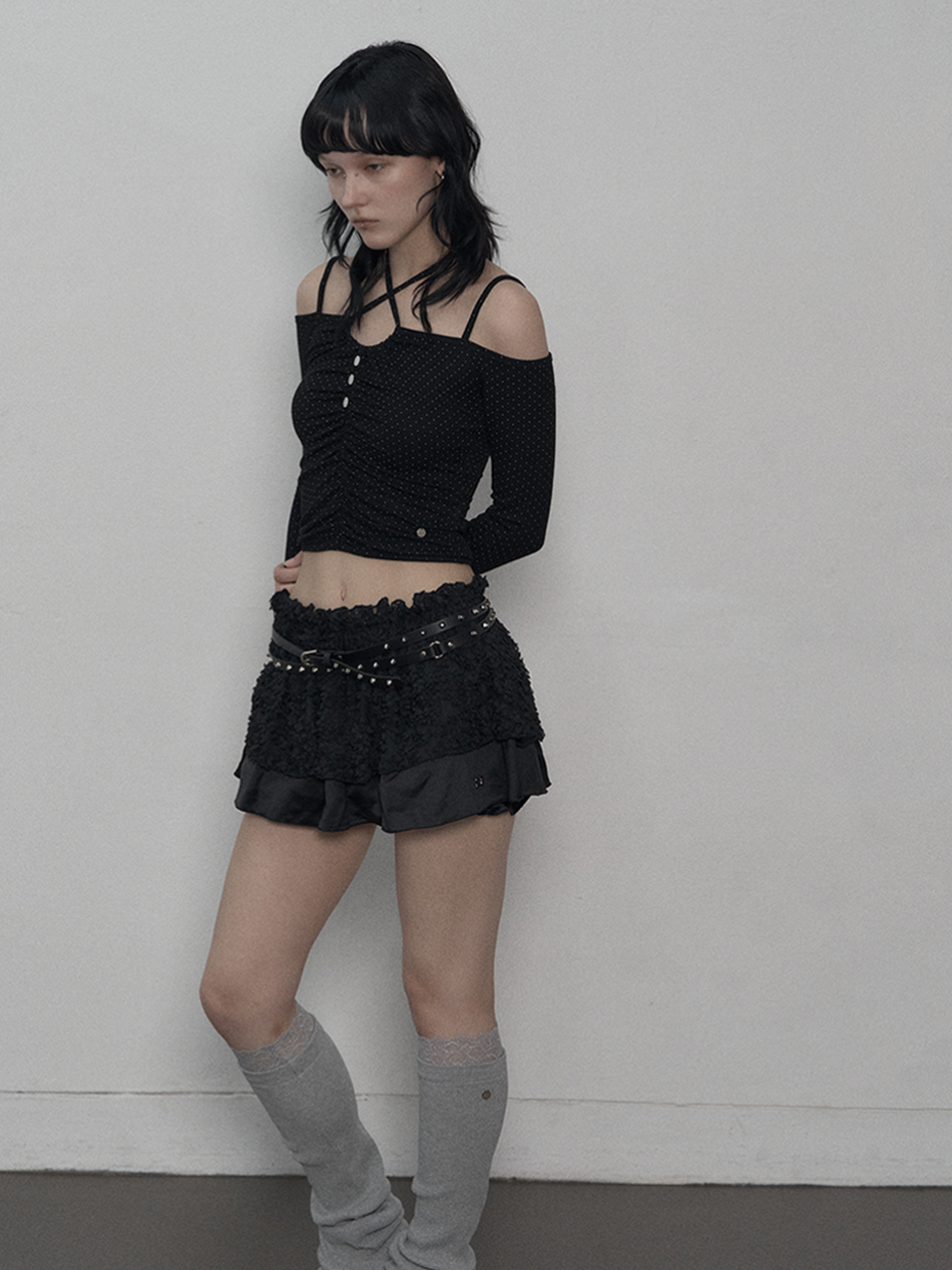 셋업이엑스이(SETUP-EXE) BUBBLE TUTU SKIRT PANTS / BLACK