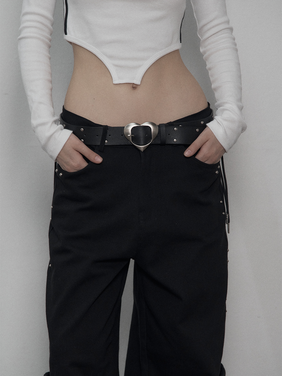 SETUP-EXE☆STUDDED HEART BELT MUSINSA | SETUPEXE STUDDED HEART BELT / BLACK