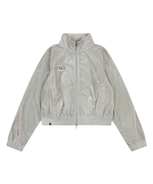 W LINE VELVET ZIP-UP [GRAY]