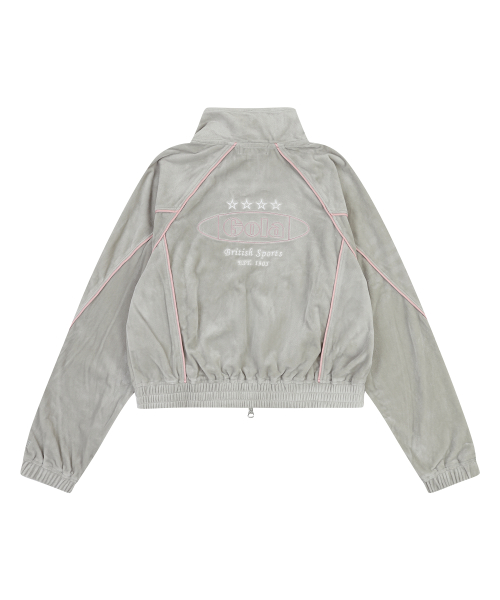 W LINE VELVET ZIP-UP [GRAY]