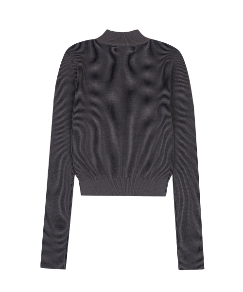 W TWO TONE KNIT PULLOVER [CHARCOAL]