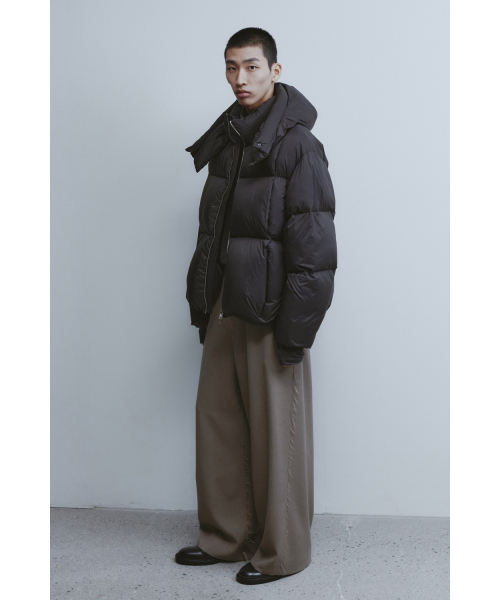 Triple Stitch Wide Trousers - Beige Herringborn