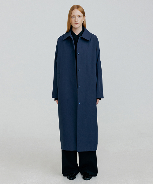 Однобортный тренч SLEEK Dark Navy
