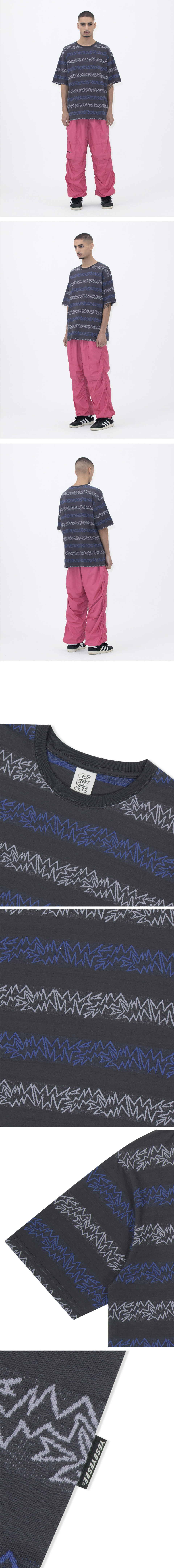 ★YESEYESEE★ SN Jacquard Tee Charcoal YS243TTSST02CHA yeseyesee® :: Y.E.S Jacquard Football Tee Black