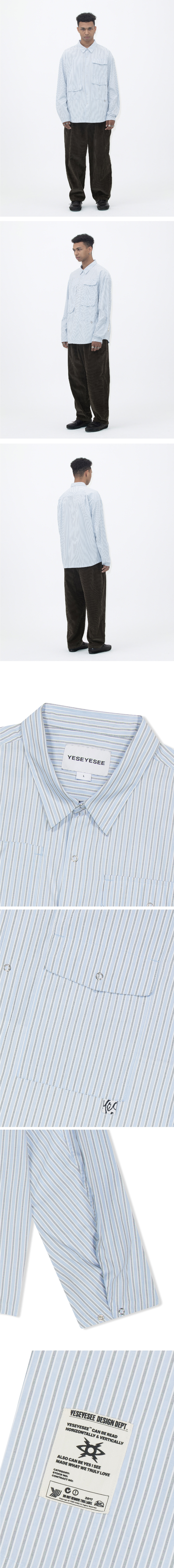 MUSINSA公式 | YESEYESEE Stripe Explorer Shirt Blue MUSINSA公式 | YESEYESEE Stripe Explorer Shirt Blue