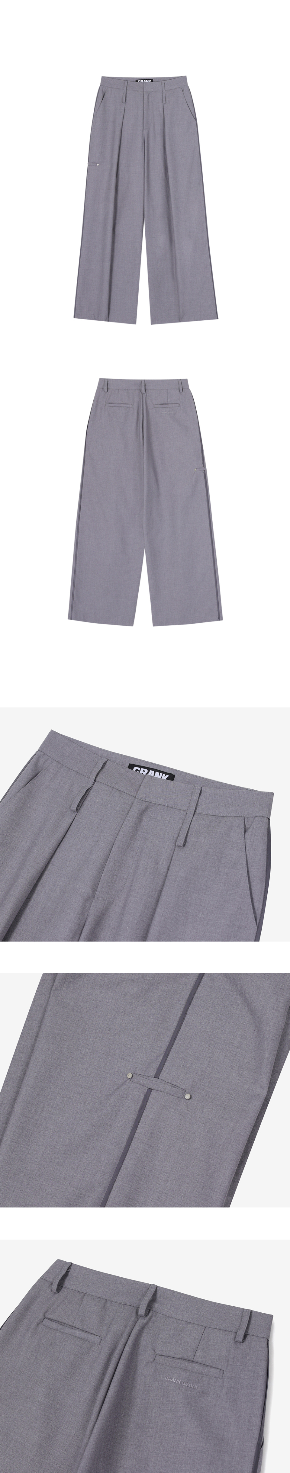 MUSINSA公式 | CRANK Low-rise rivet wide pants_gray MUSINSA公式 | CRANK Low-rise rivet wide pants_gray
