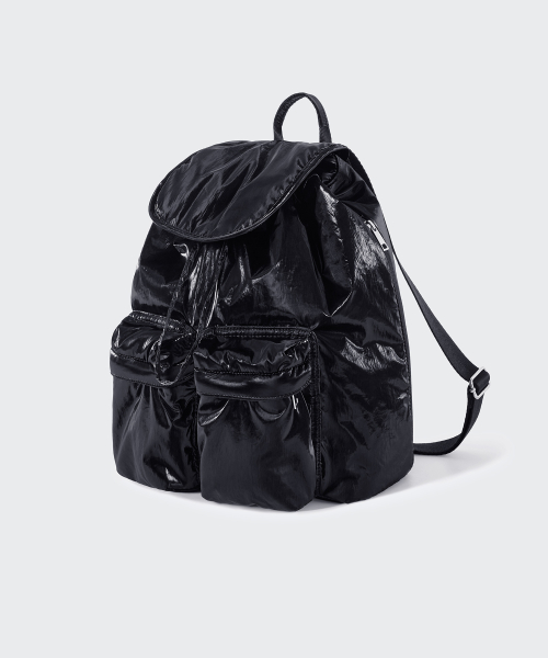 WOMENS SHINY FLAP MINI BACKPACK [чёрный]