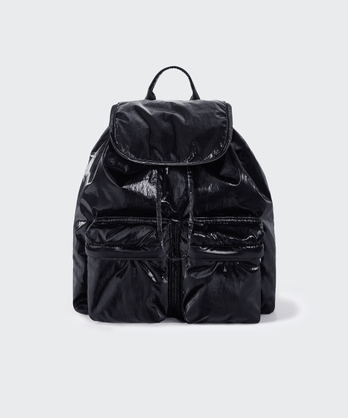 WOMENS SHINY FLAP MINI BACKPACK [чёрный]