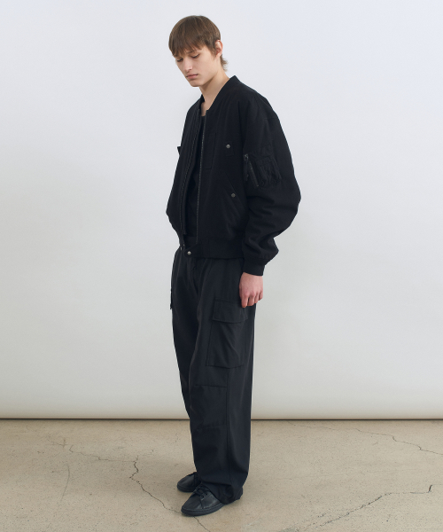 Куртка MA-1 из вареного молескина WASHED BLACK