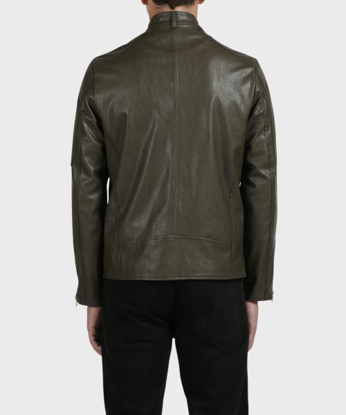 Куртка из экокожи с воротником-стойкой Khaki
