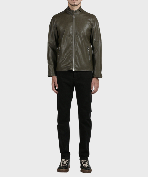 Куртка из экокожи с воротником-стойкой Khaki