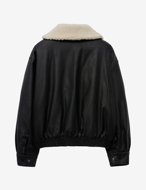 SHEARING VINTAGE WASHED LEATHER PADDING_BLACK