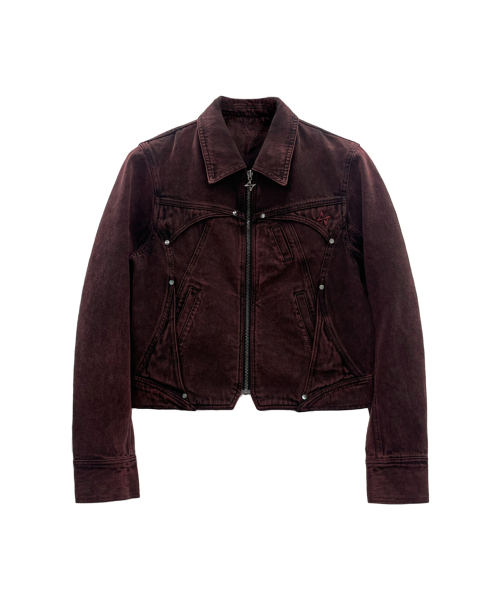 Hidden Pocket Denim Trucker Jacket красный