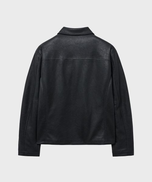 Кожаный жакет-рубашка с подкладкой (Black)