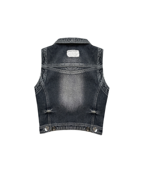Summer Washing Biker Denim Zip-up Vest синий