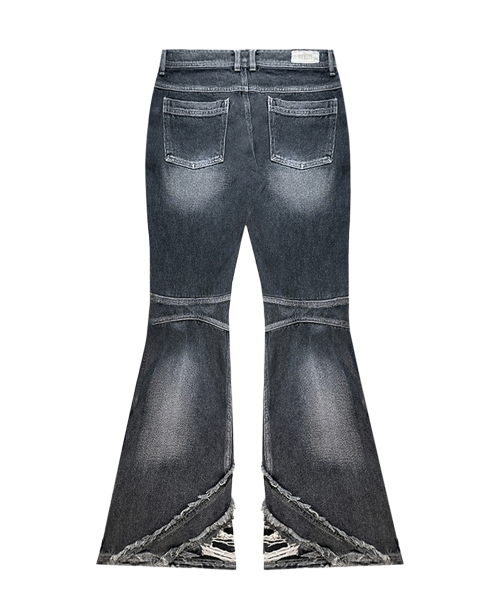 Destroyed Crush Double Line Washing Denim Pants