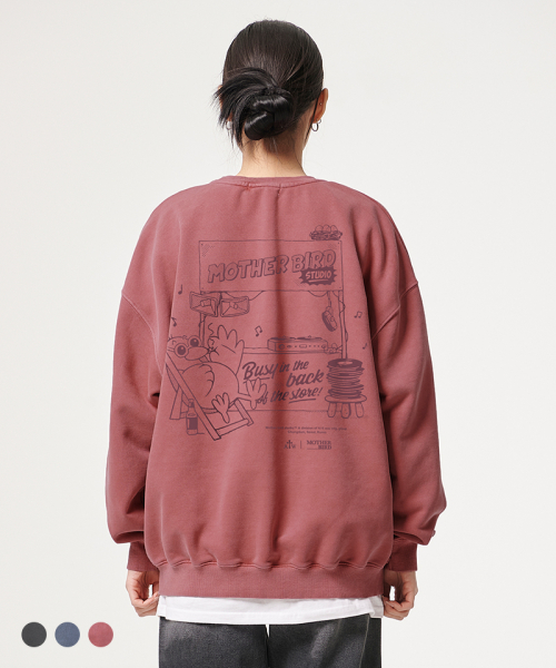[ATW x Mother Bird] Свитшот Busy in the Bag Pigment