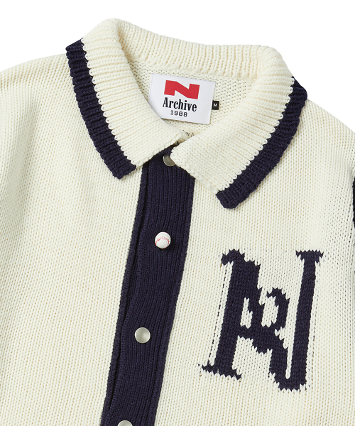 Вязаный бомбер 90S Homage New Baseball Ivory