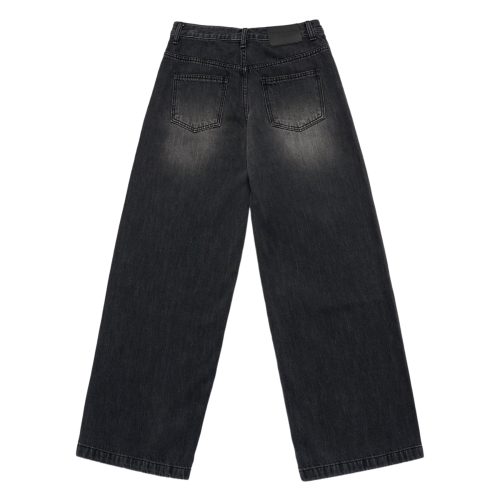 CAT BRUSH WASHING SEMI WIDE WOMAN DENIM PANTS