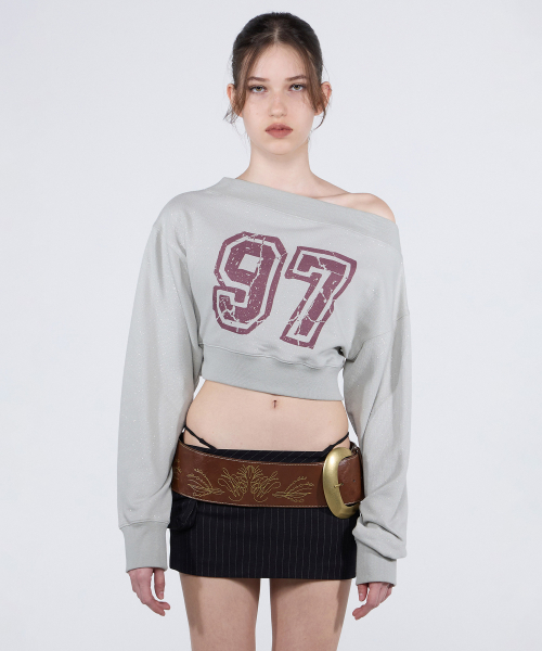 sculptor Off-Shoulder Cropped Sweatshirt