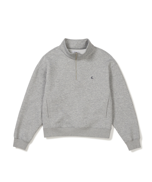[24FW clove] Basic Half-Zip Sweatshirt (Melange серый)
