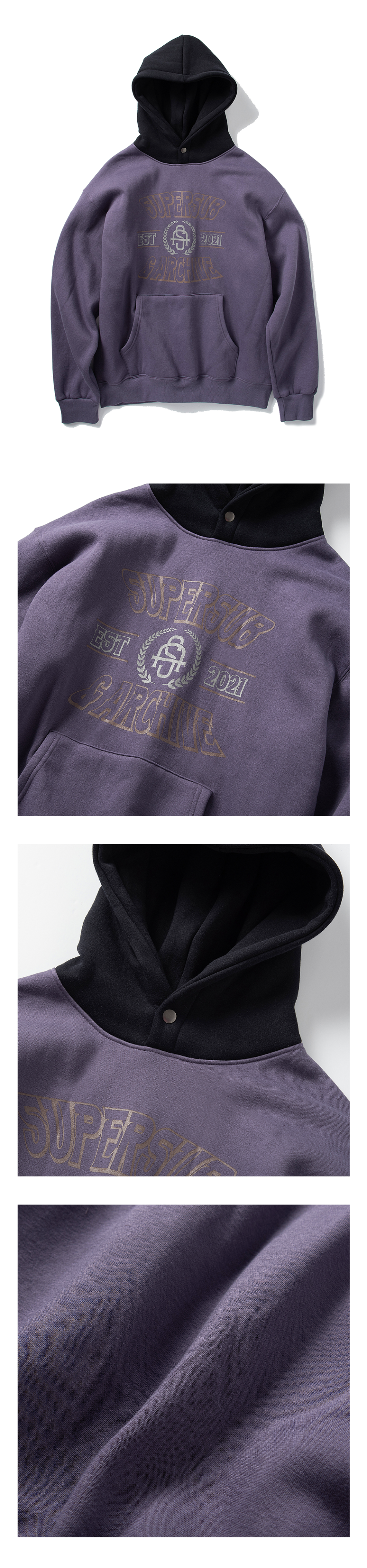 ★SUPERSUB★ Archive Snap Button Hoodie Purple RHAE MUSINSA | SUPERSUB Archive Snap Button Hoodie - Purple