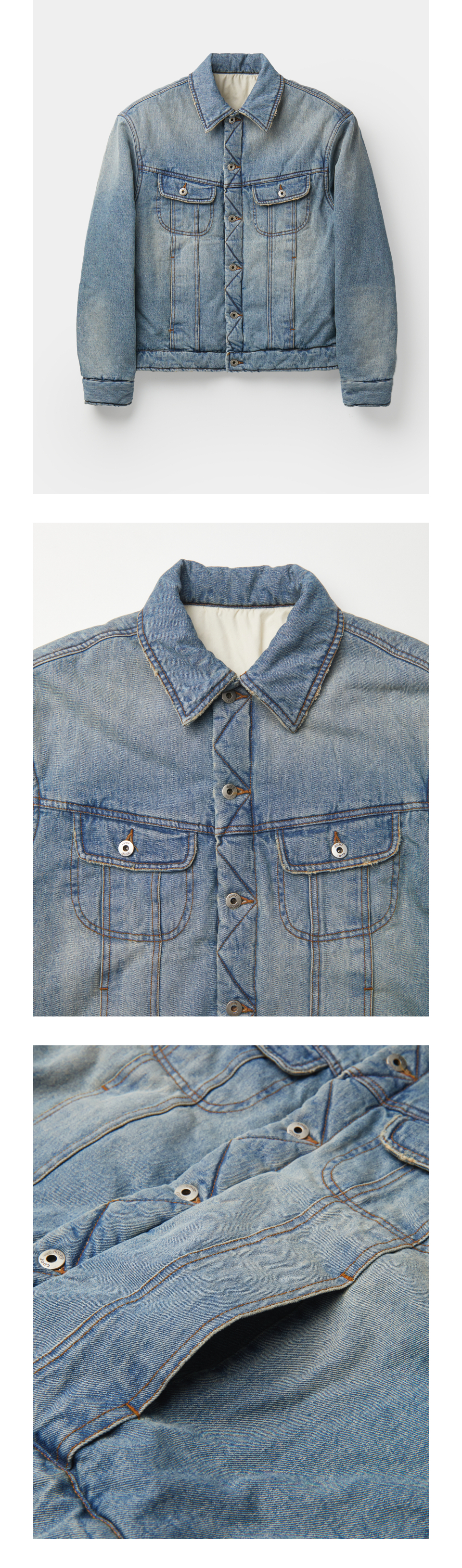 MUSINSA | COOR Mud Dyed Padded Denim Jacket (Washed Indigo)