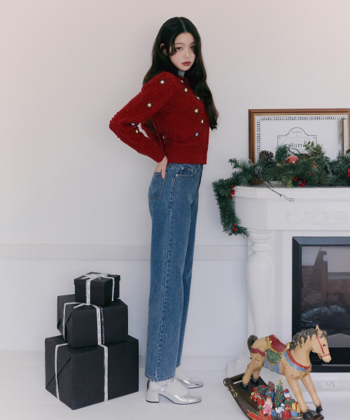 SEMI WIDE DENIM PANTS DEEP синий