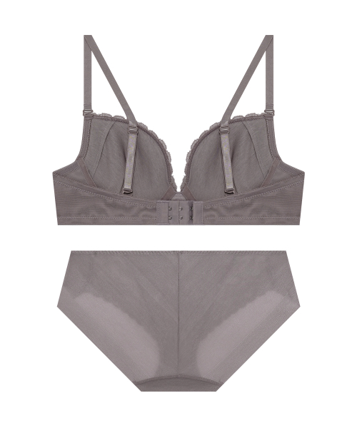 Комплект белья с кружевом Adela Deep V — Rosy Grey