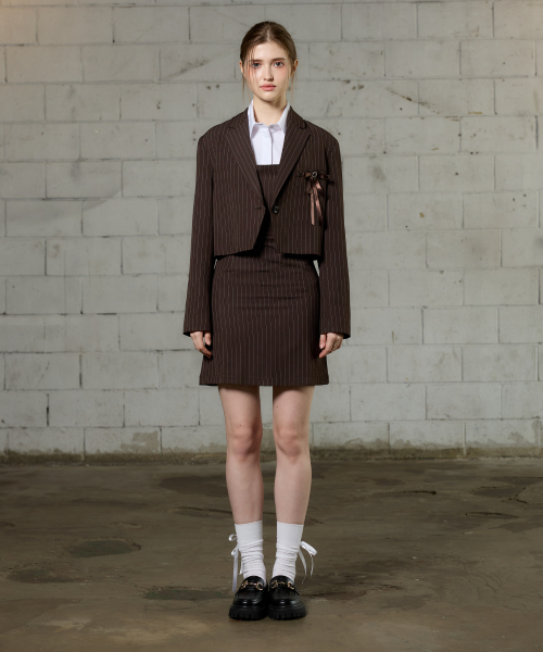 MEOW CROP BLAZER / коричневый
