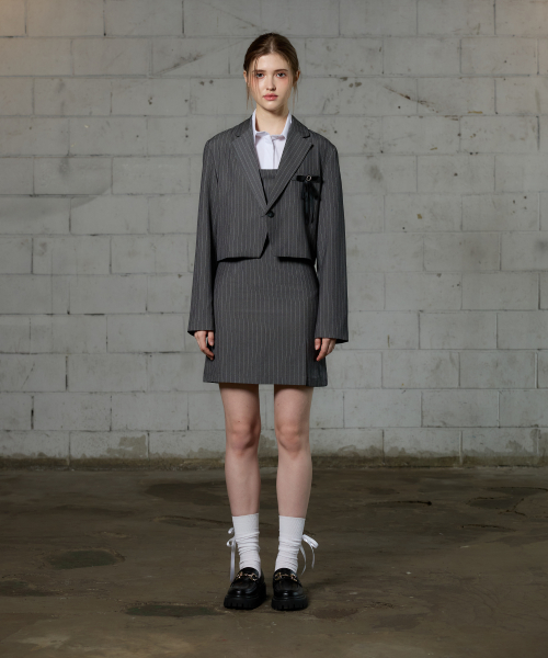 MEOW CROP BLAZER / серый