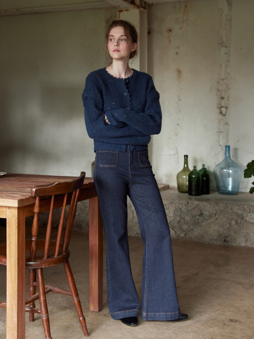 MARIE flared retro jean_DARK синий